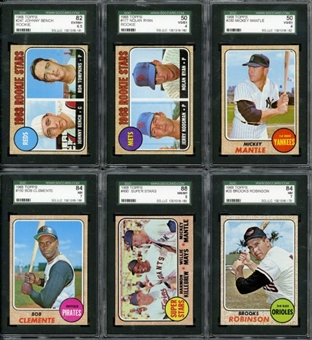 1968 Topps Complete Set of 598 cards with Six SGC Graded   